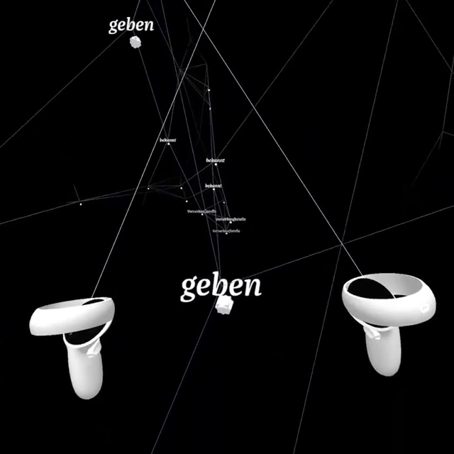 Exploring the Kosmos word network in virtual reality with VR controllers