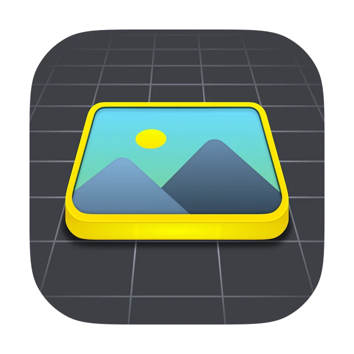 ARGallery app icon: a framed landscape picture floating above a grid