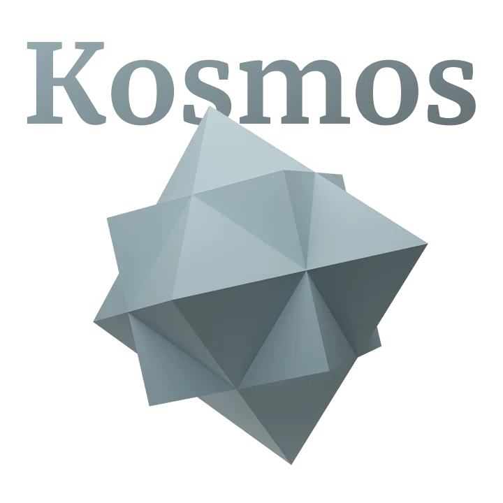 Kosmos logo with a three-dimensional star shape